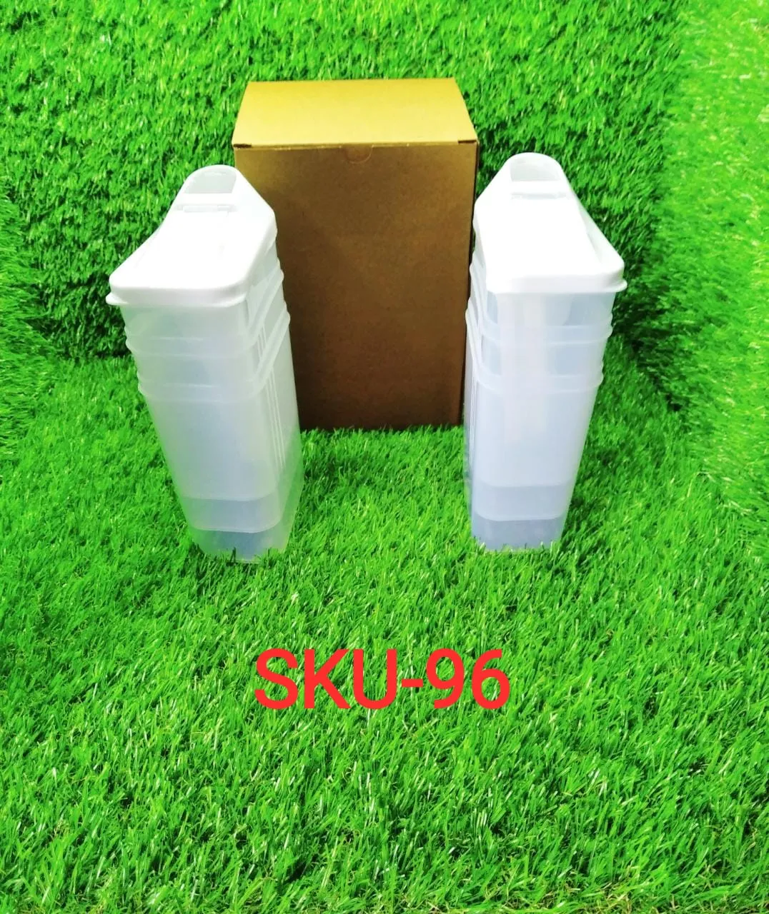 096 Plastic Easy Flow Storage Jar with Lid (750ml, Set of 6)
