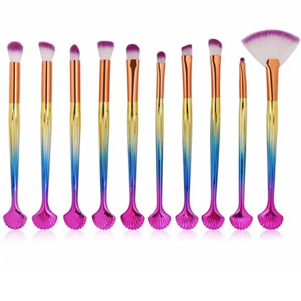 10 Piece Fins Of A Mermaid Brush Set