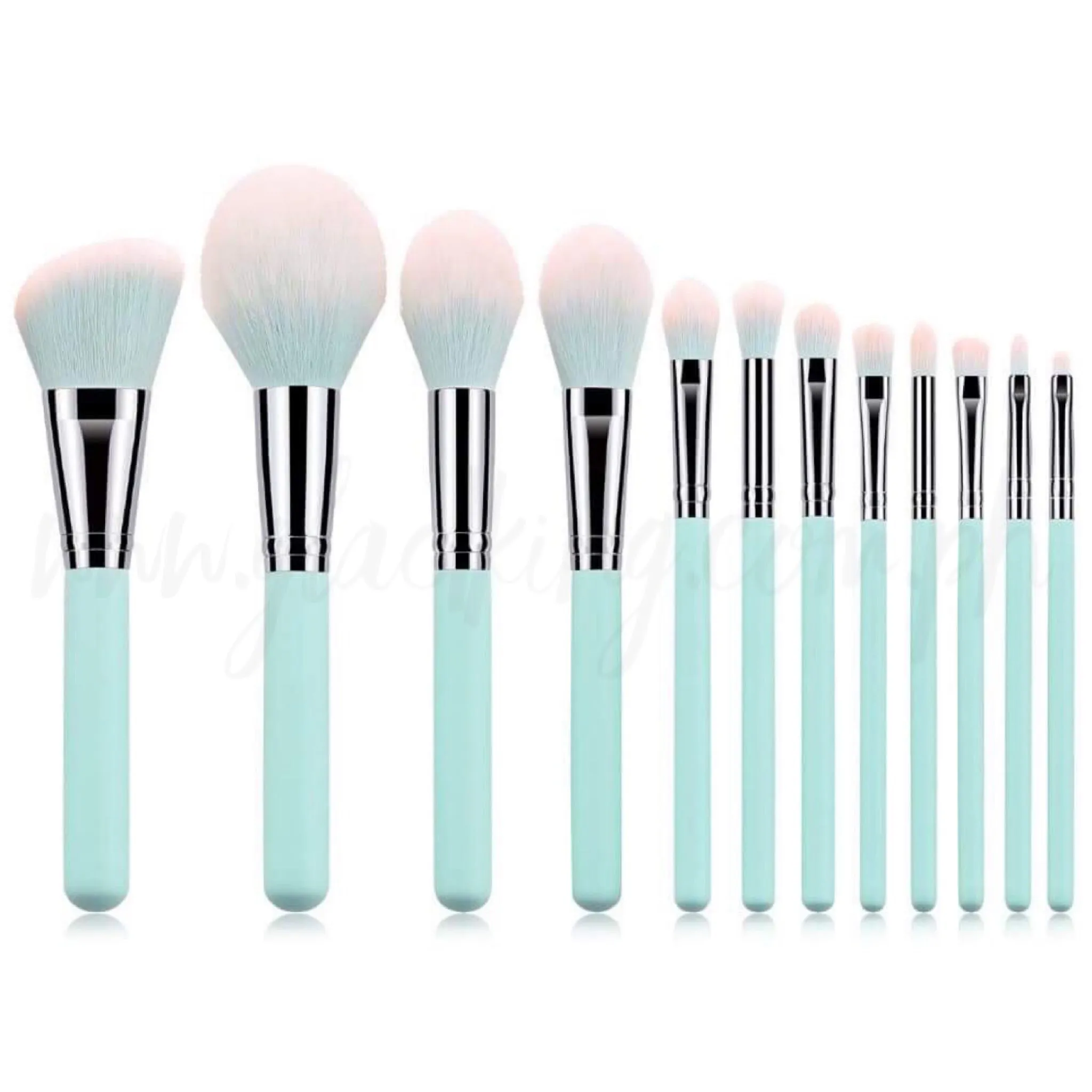 12pcs Cotton Blue Make up Brush Set w/ Pouch