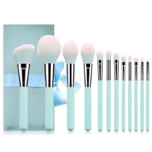 12pcs Cotton Blue Make up Brush Set w/ Pouch