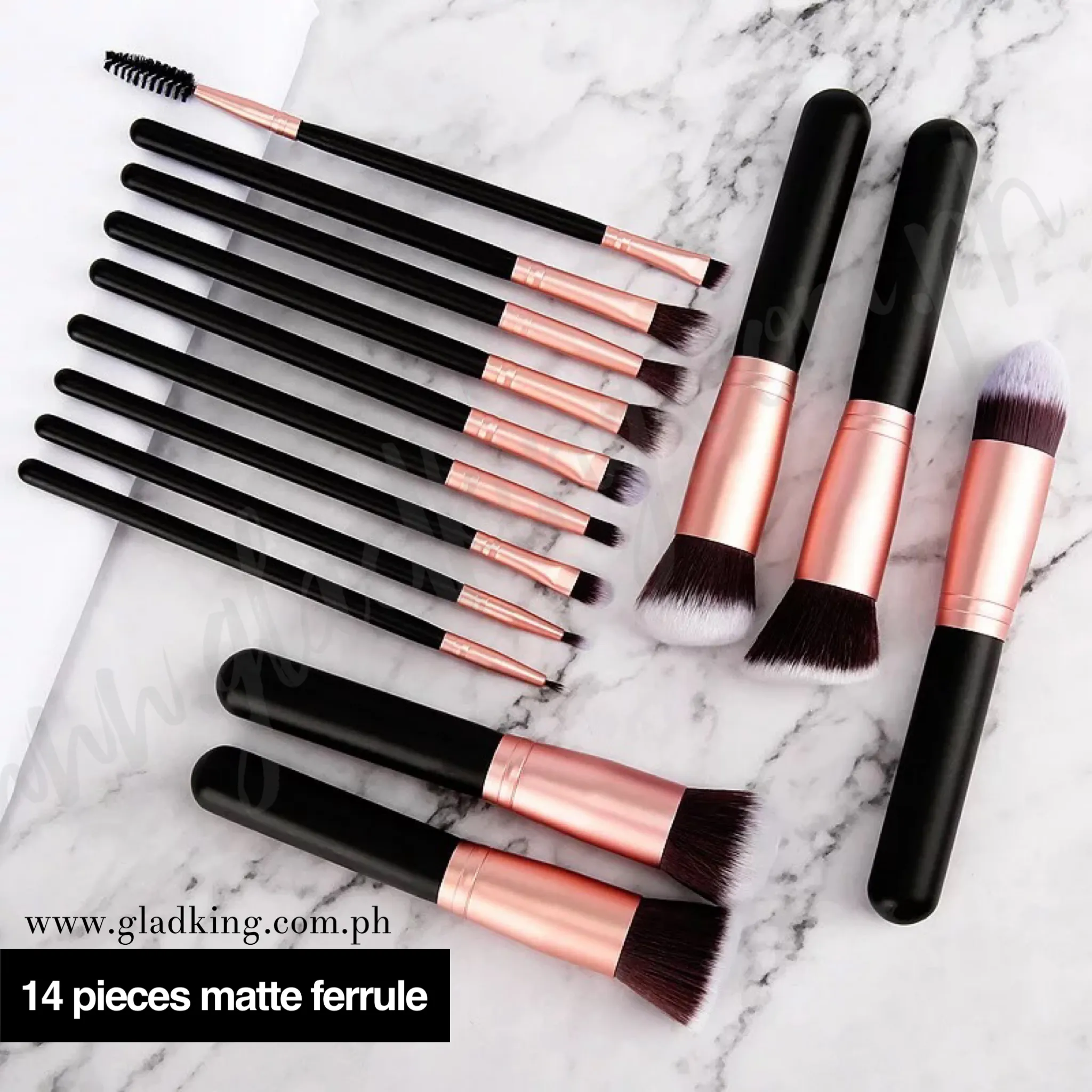 14 in 1 Matte Bronze Make up brush set