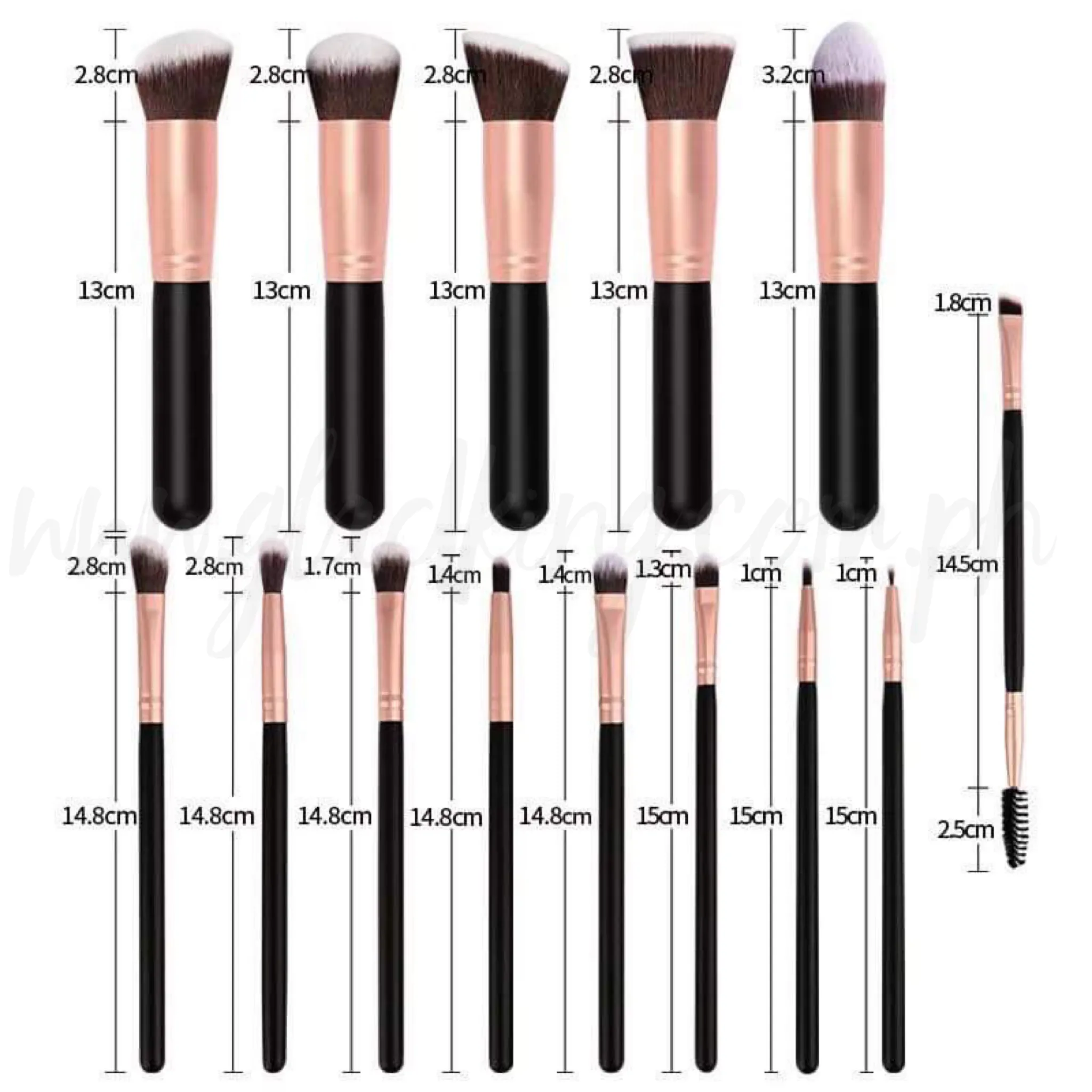 14 in 1 Matte Bronze Make up brush set