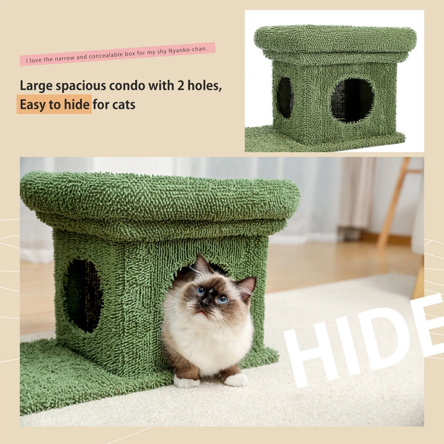 2 in 1 Condo & Cactus Cat Scratching Post / Tree / Pole