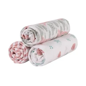 Abracadabra Cotton Muslin Swaddle for Newborns Pack of 3 (Eiffel Tower) - Pink