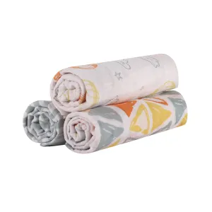 Abracadabra Cotton Muslin Swaddle For Newborns Pack of 3 (Hot Air Balloon) - Multicolor