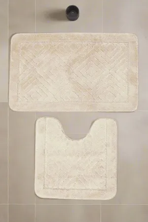 Beige Diamond Memory Foam Bath Mat Set (2 Piece)