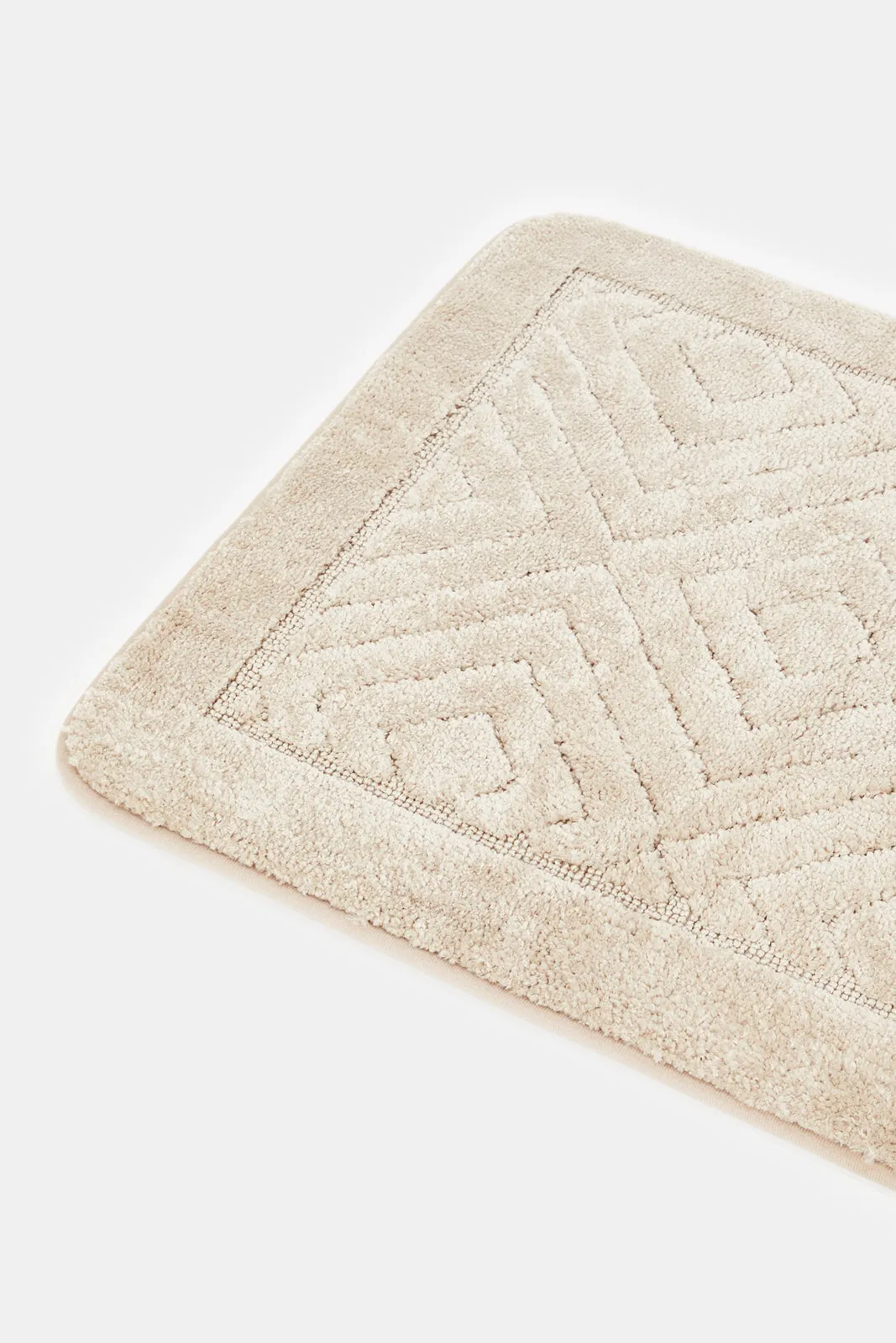 Beige Diamond Memory Foam Bath Mat Set (2 Piece)