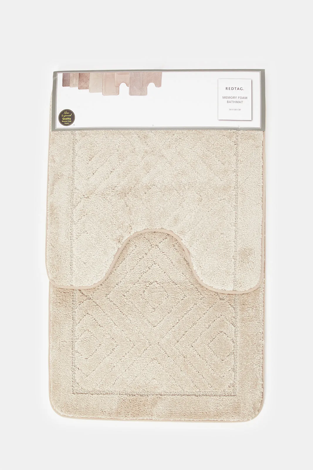 Beige Diamond Memory Foam Bath Mat Set (2 Piece)