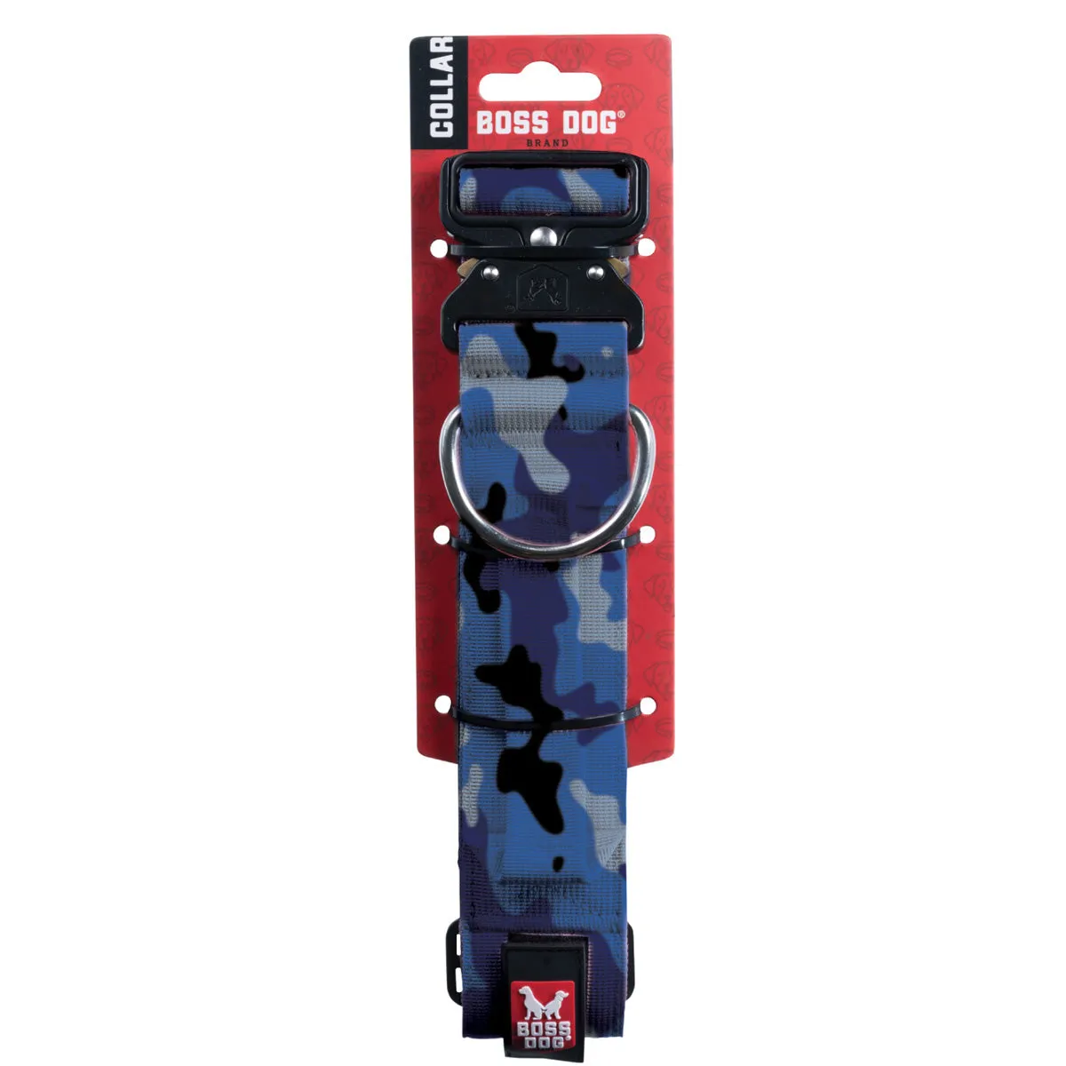 Boss Dog Tactical Collar 1.5" Wide 15"-18" Medium Camo Blue