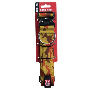Boss Dog Tactical Collar 1.5" Wide 15"-18" Medium Camo Orange