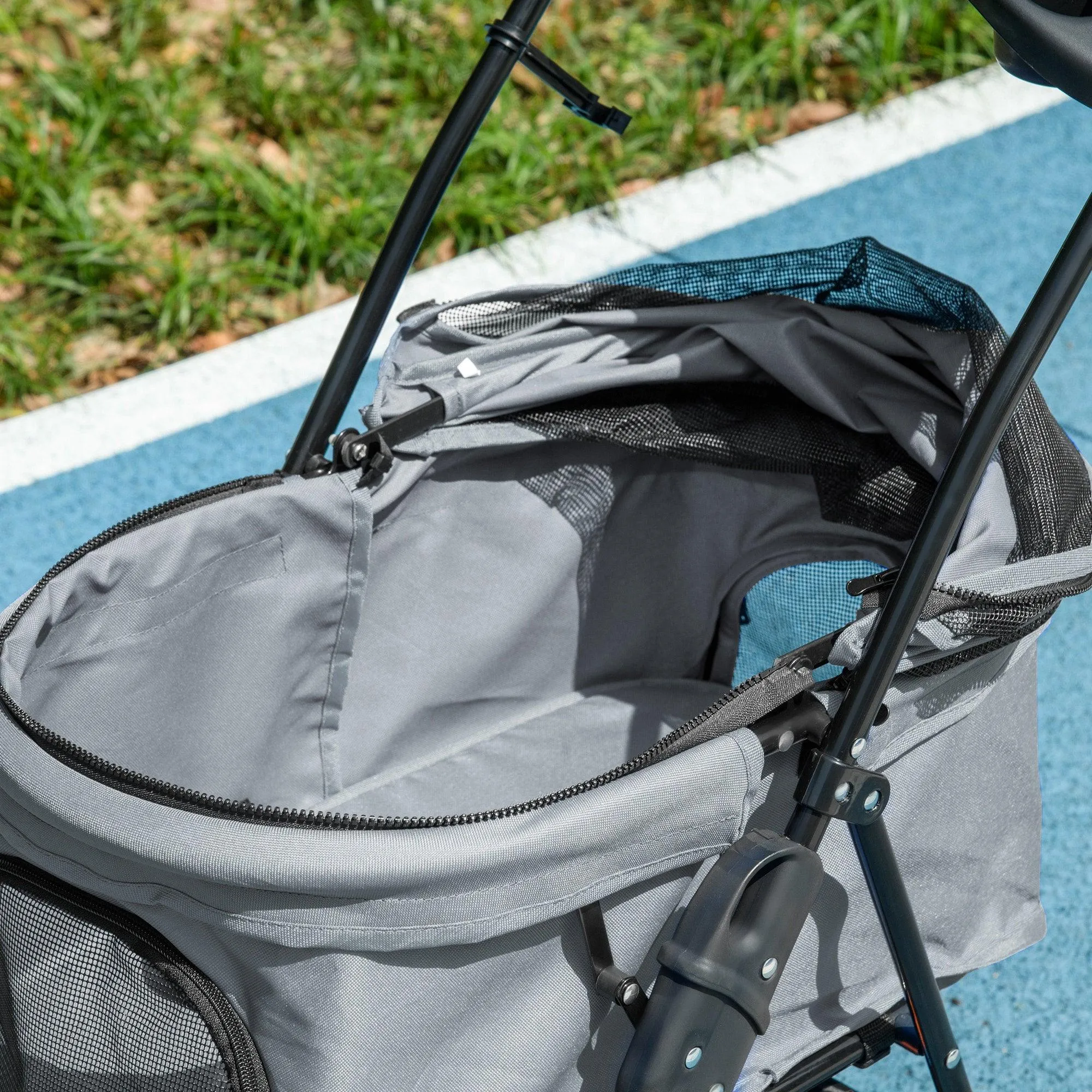 Cat Stroller with Rain Cover and EVA Wheels - Grey