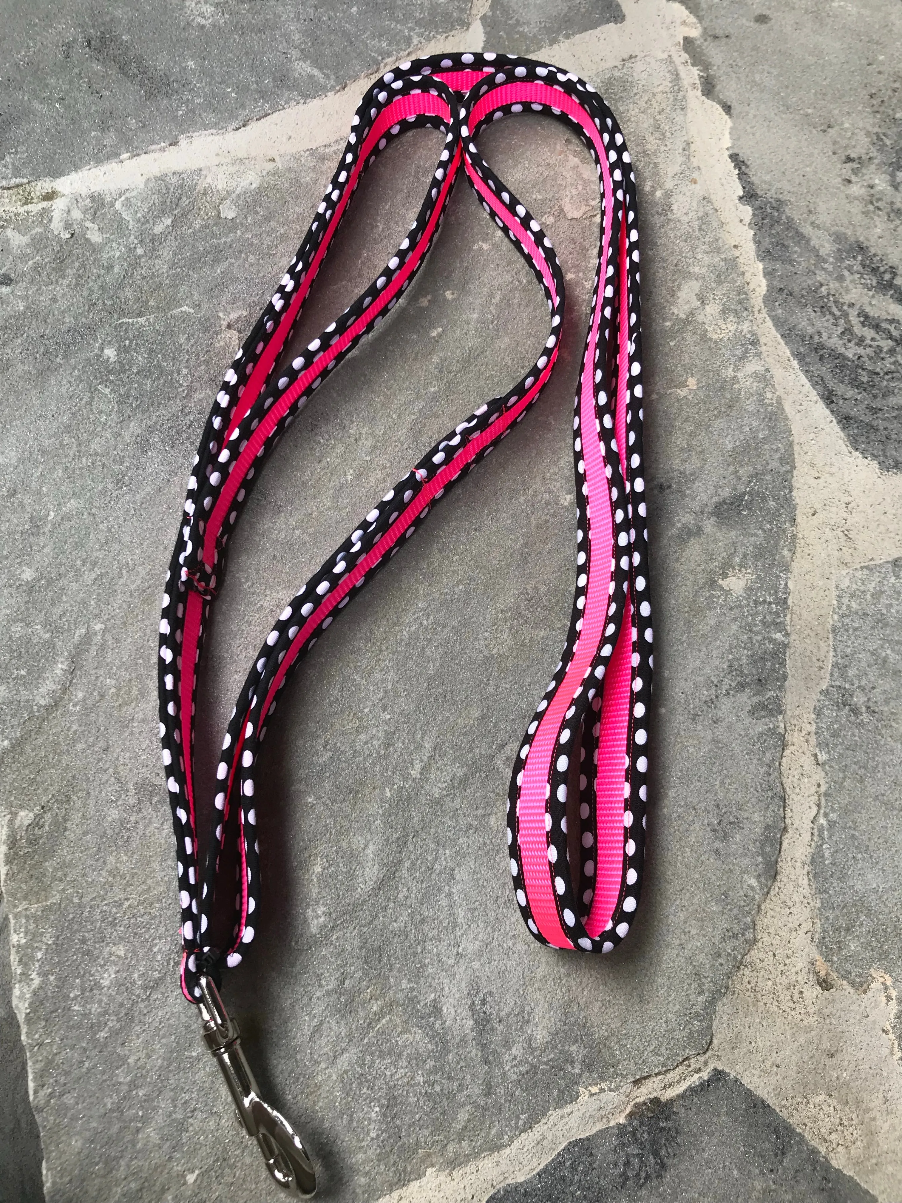 Double Handle Leash Dot Pink