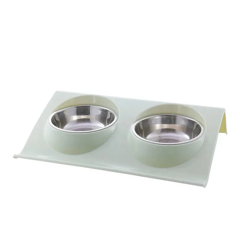 Eco-Friendly Stainless Steel Dual Pet Bowls for Small to Medium Dogs and Cats