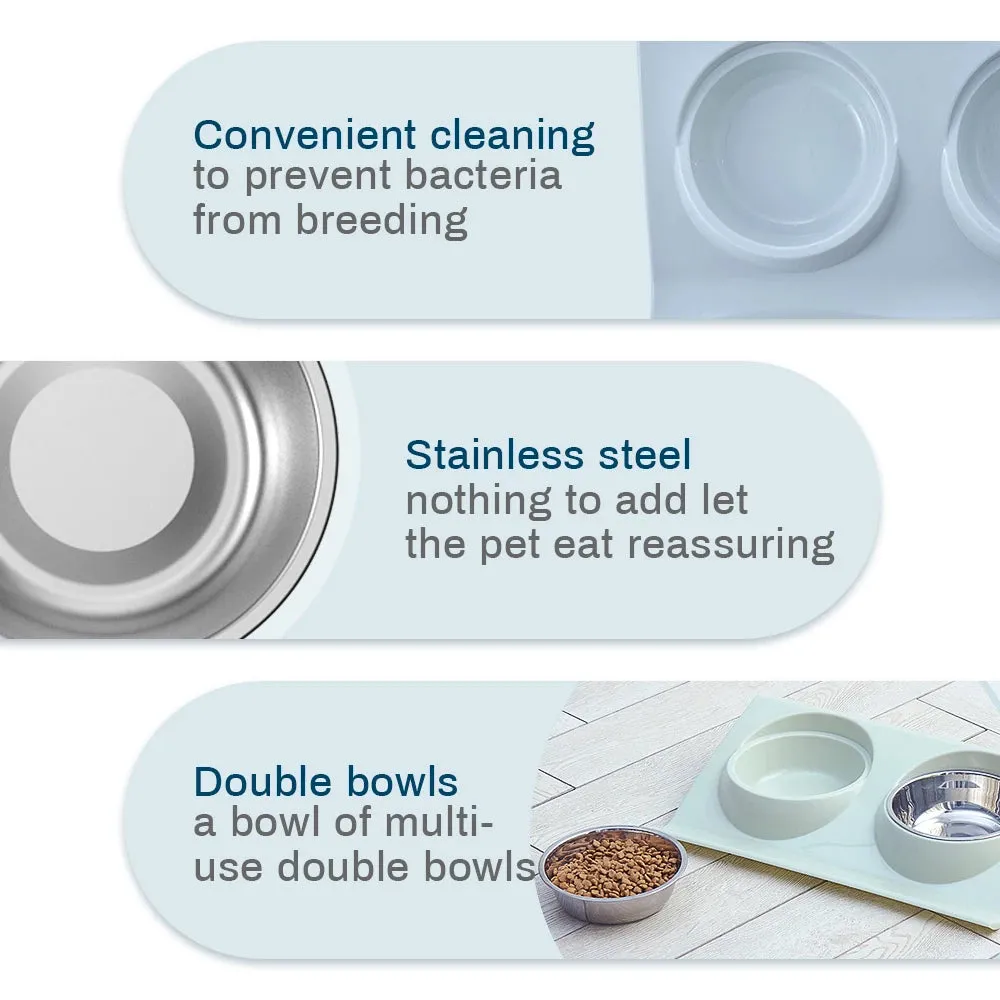 Eco-Friendly Stainless Steel Dual Pet Bowls for Small to Medium Dogs and Cats