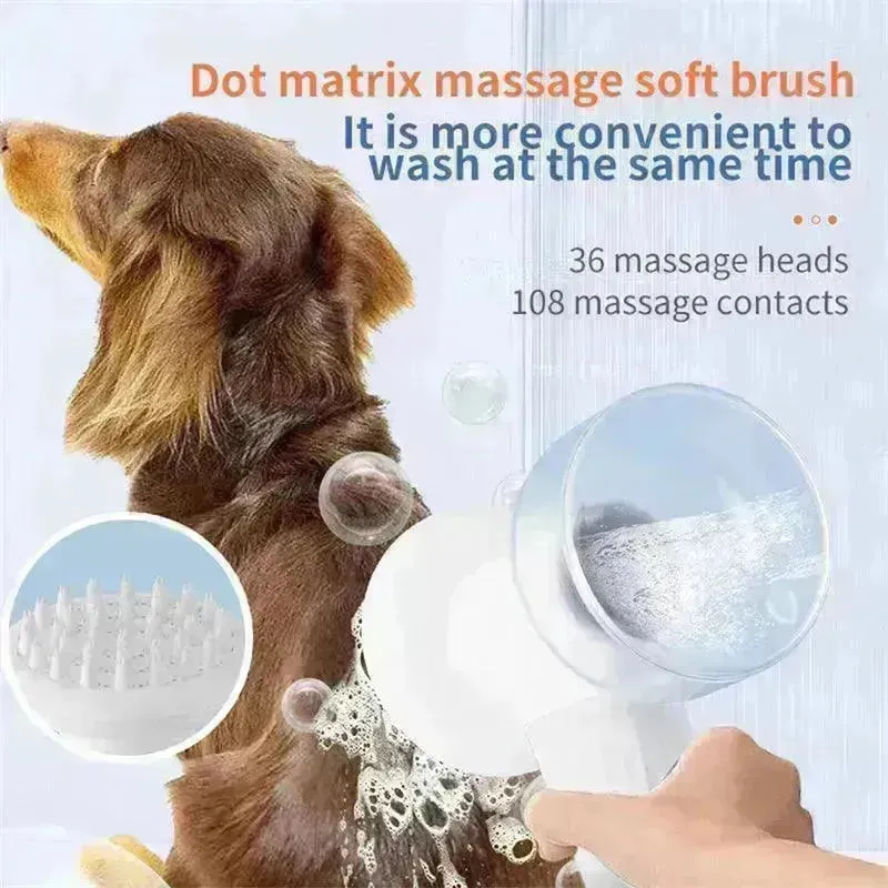 Electric Automatic Foaming Pet Bath Brush with Soap Dispenser