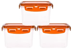 Kuber Industries Multiuses BPA Free Leak Proof, Dishwasher/Freezer Safe Plastic Storage Container With Airtight Lock Lid, 600ml Pack of 3 ( Brown)-46KM0536