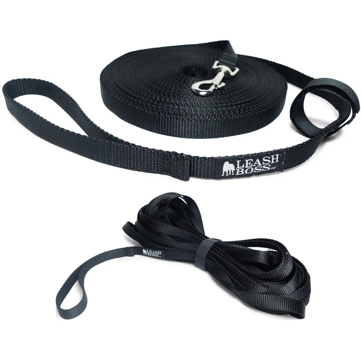 Long Trainer - 30 Foot 3/4 Inch Nylon Dog Training Leash with Storage Strap