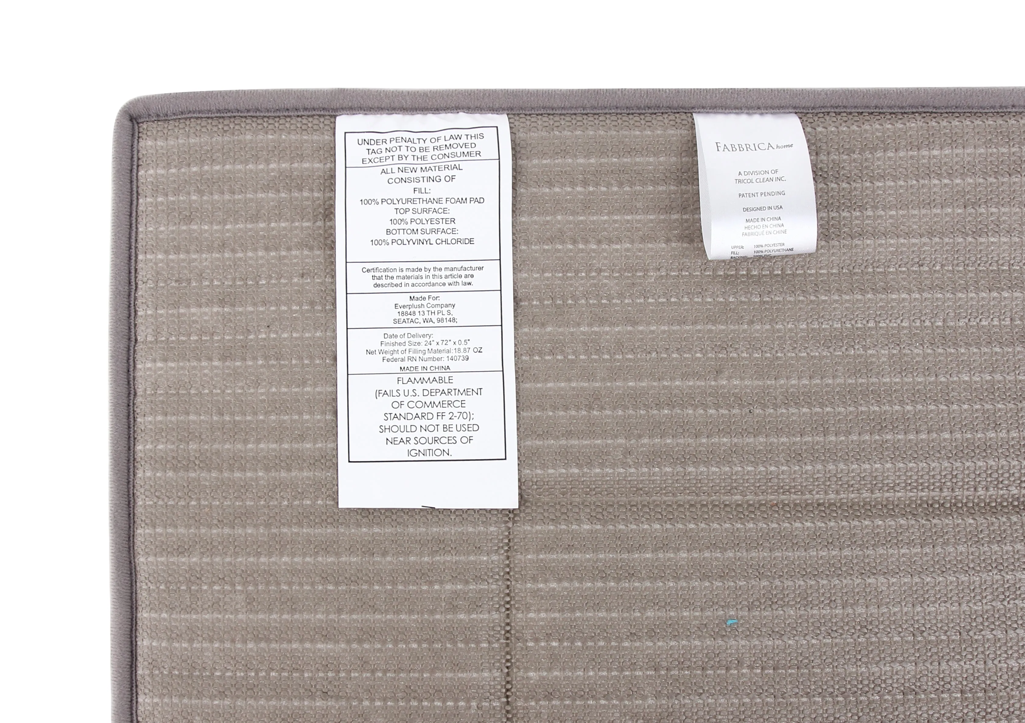 Memory Foam Runner in Slate Grey, 2 x 5 ft