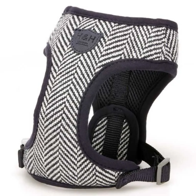 Navy Herringbone Dog Harness