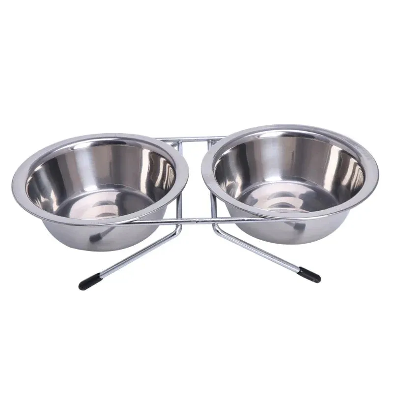 Premium Stainless Steel Dual Pet Bowls for Small Pets