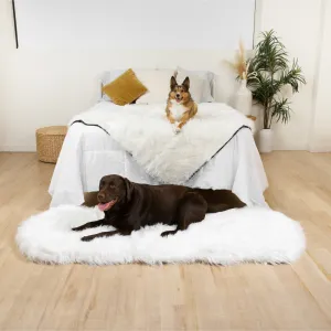 PupRug™ Orthopedic Runner Bed   Matching Waterproof Blanket Bundle - Polar White