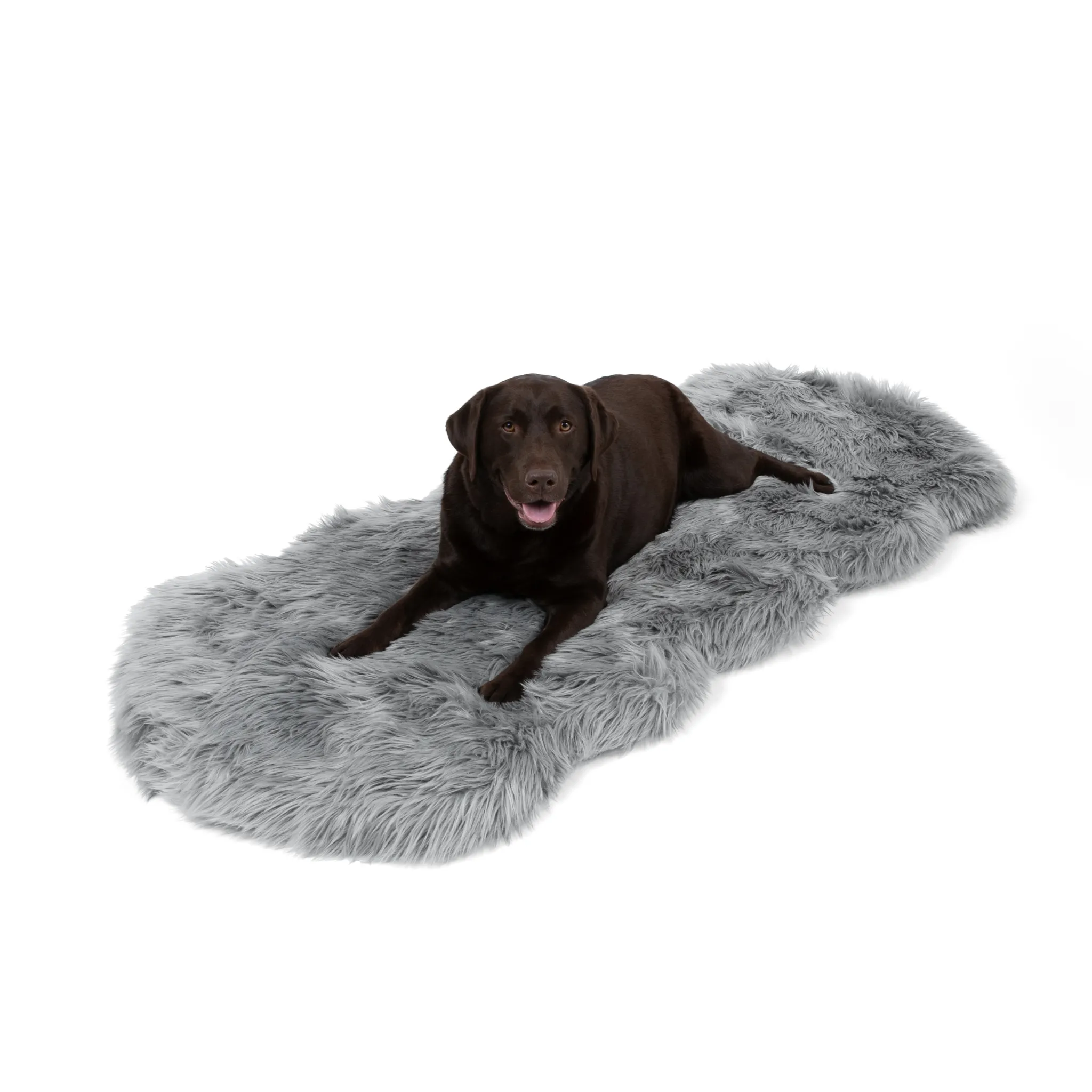 PupRug™ Runner Faux Fur Memory Foam Dog Bed - Charcoal Grey