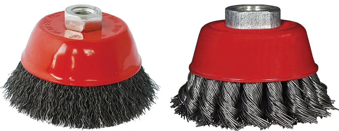 TORK CRAFT WIRE CUP BRUSH 75MM x M14 CRIMPED & KNOTTED SET 2PCE FOR115 ANGLE GRI TCW006-2