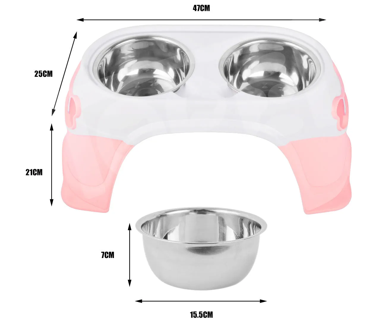 truepal Pink Dual Elevated Raised Pet Dog Puppy Feeder Bowl Stainless Steel Food Water Stand