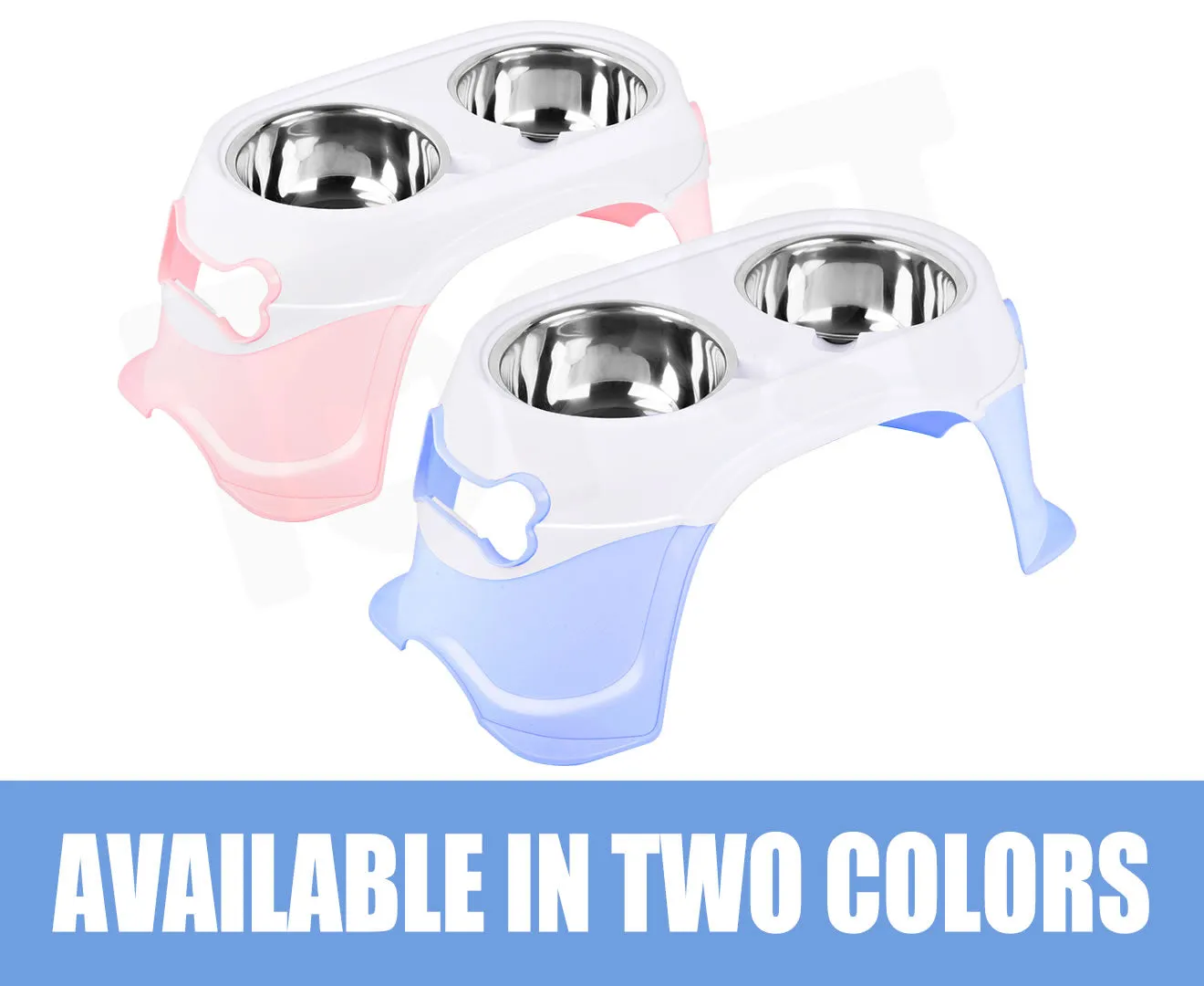 truepal Pink Dual Elevated Raised Pet Dog Puppy Feeder Bowl Stainless Steel Food Water Stand