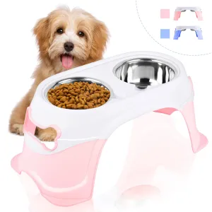 truepal Pink Dual Elevated Raised Pet Dog Puppy Feeder Bowl Stainless Steel Food Water Stand