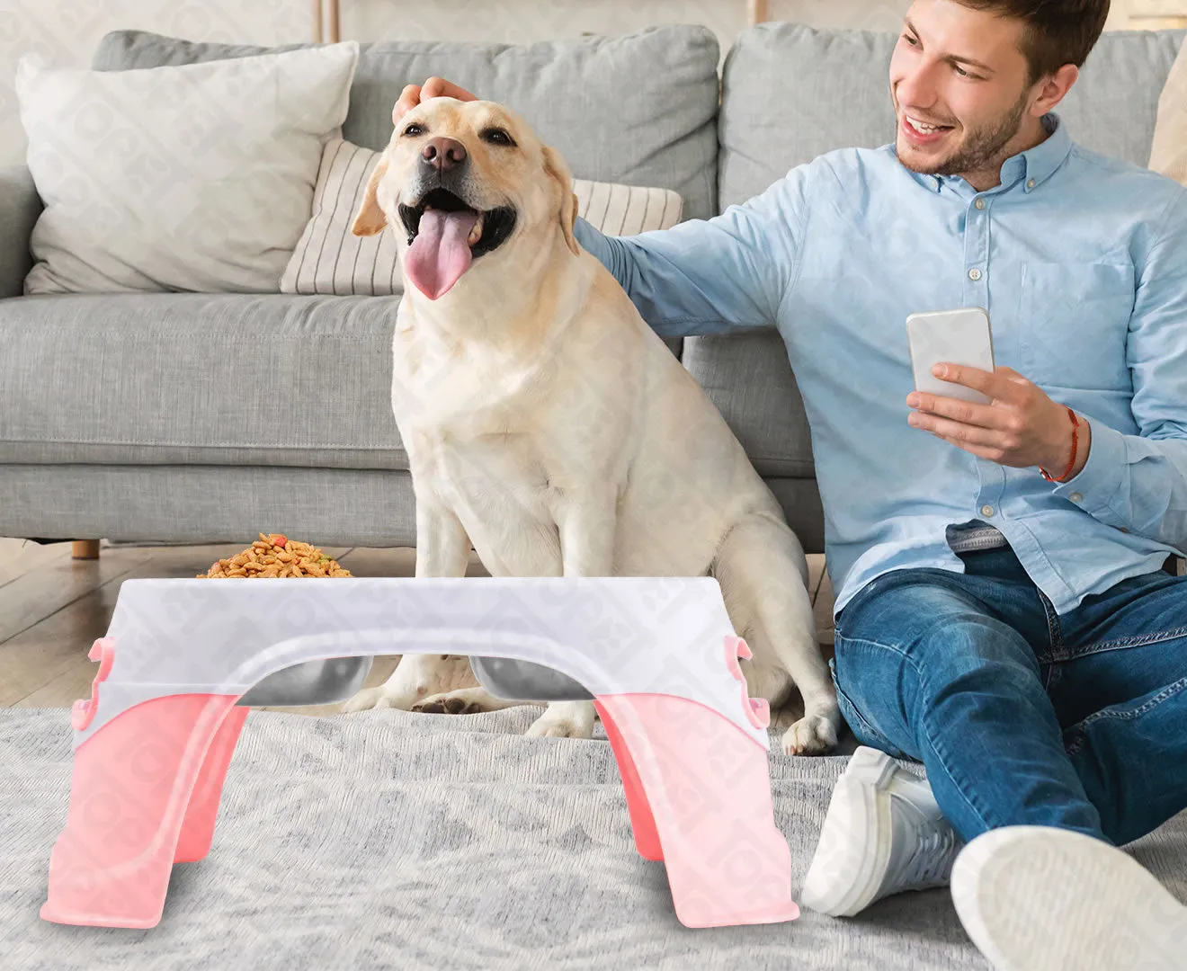 truepal Pink Dual Elevated Raised Pet Dog Puppy Feeder Bowl Stainless Steel Food Water Stand