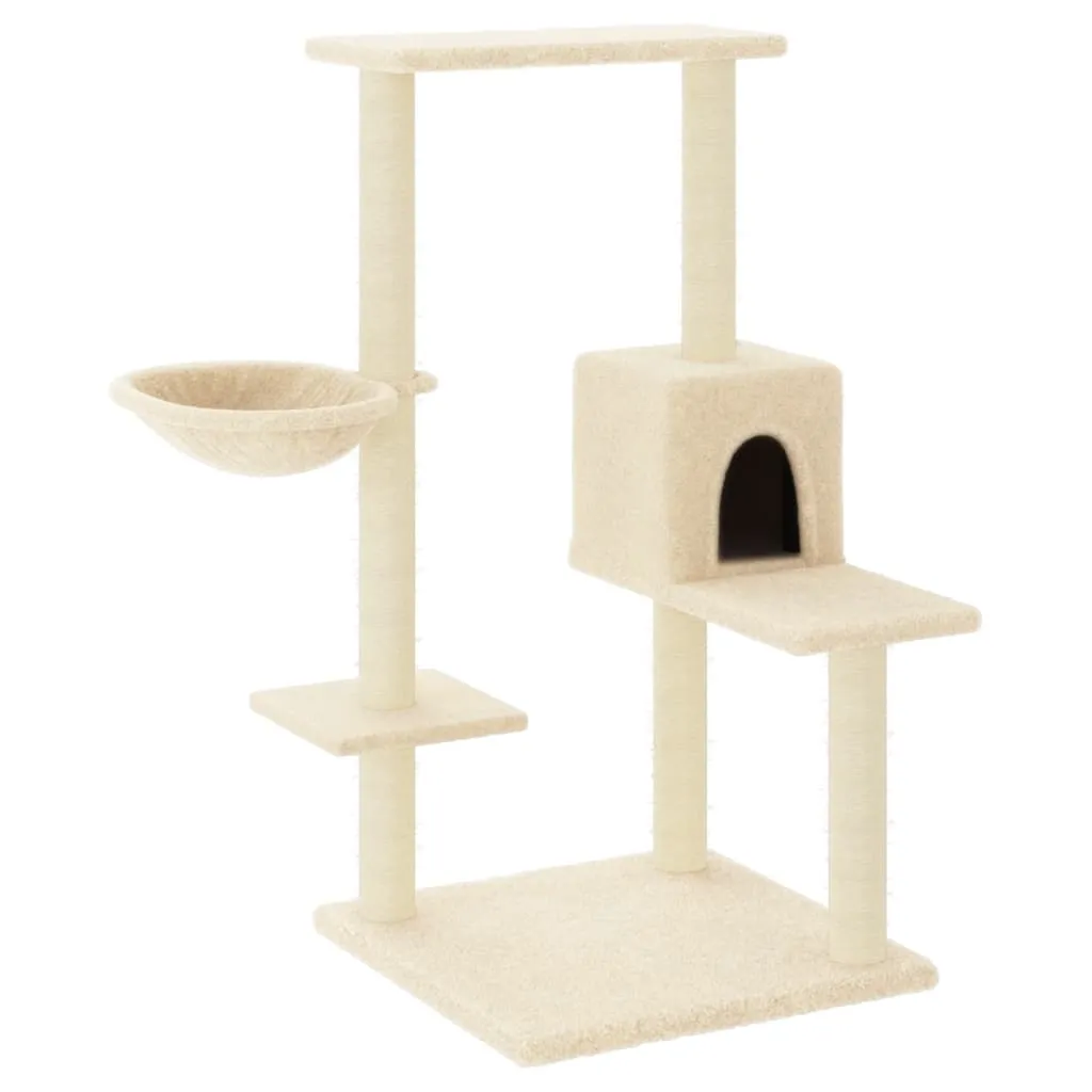 vidaXL Cat Tree with Sisal Scratching Posts Cream 95 cm