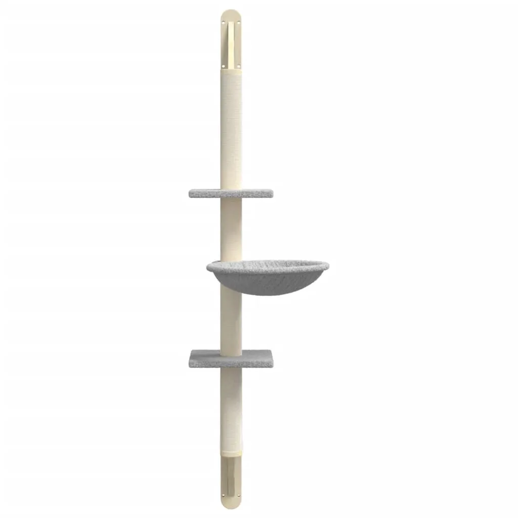 vidaXL Wall-mounted Cat Tree with Scratching Post Light Grey 142.5 cm