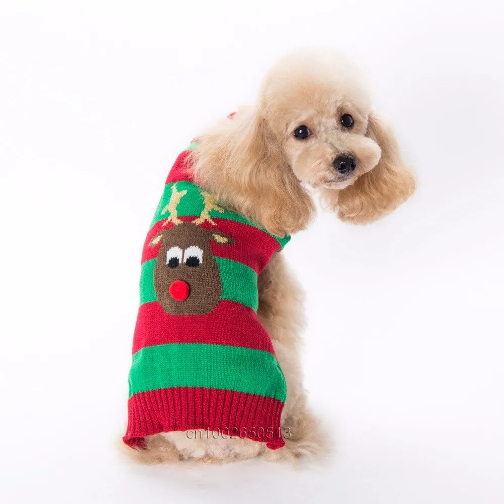 Xmas Pet Dog Clothes Reindeer Design Sweater For Small Dogs Christmas Warm Puppy Coat Chihuahua knitwear Pullover Elk Costumes